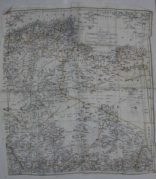 WW2 RAF and UDF Pilots Silk Escape Map Grid K2/K1 North Africa & K1/K2 Cyrenaica