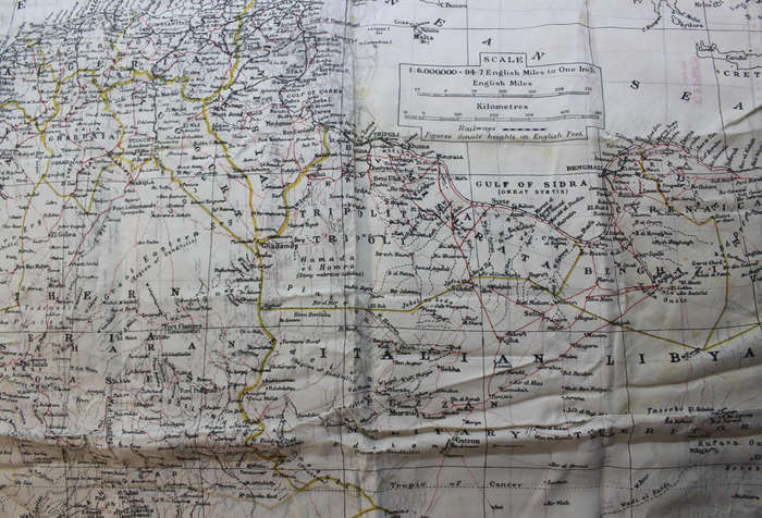 WW2 RAF and UDF Pilots Silk Escape Map Grid K2/K1 North Africa & K1/K2 Cyrenaica