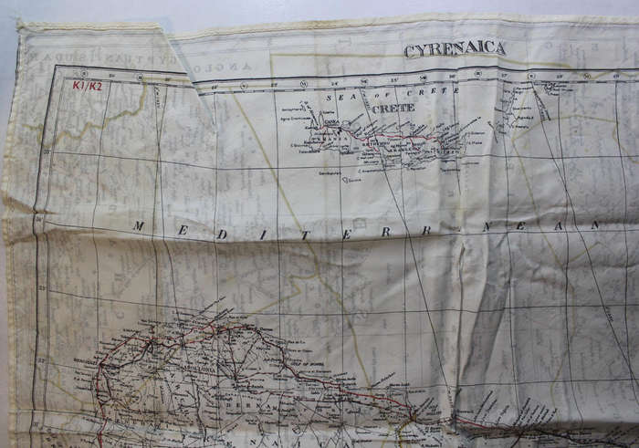 WW2 RAF and UDF Pilots Silk Escape Map Grid K2/K1 North Africa & K1/K2 Cyrenaica