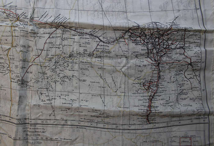 WW2 RAF and UDF Pilots Silk Escape Map Grid K2/K1 North Africa & K1/K2 Cyrenaica