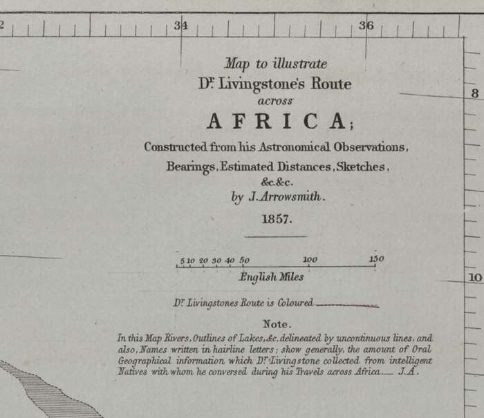 Dr Livingstone's Route Across Africa by J Arrowsmith 1857 Digital Map Digital Download