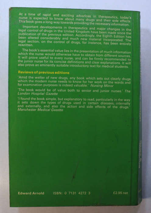 Materia Medica For Nurses A Textbook of Drugs and Therapeutics by W Gordon Sears & R S Winwood Soft