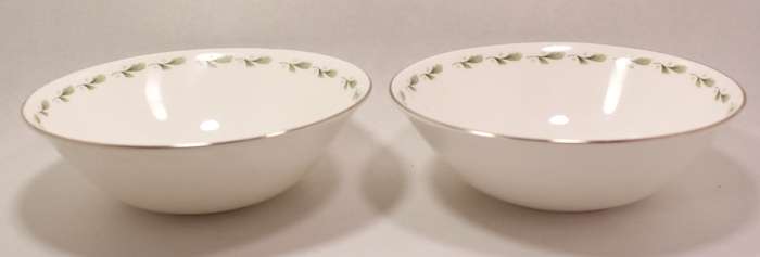 Mayfair Pair of Bone China Coupe Breakfast or Dessert Bowls, Platinum Trim Edging.