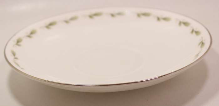 Mayfair Pair of Bone China Handled Soup Bowl and Saucer, Platinum Trim Edging