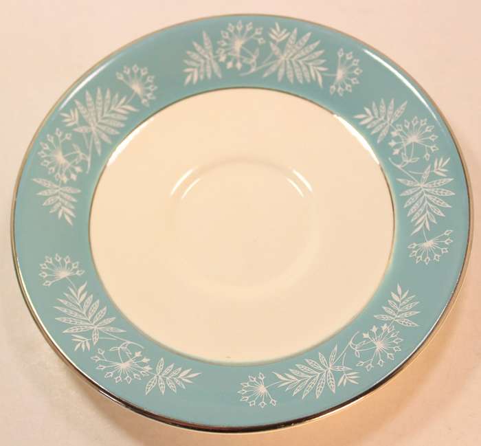 Vintage Midwinter Stylecraft Classic Shape Porcelain Tea Cup & Saucer 1959 Turquoise & Silver Trim