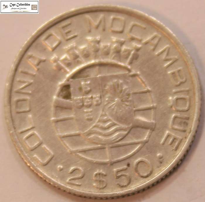 Mozambique 2.50 Escudos 1942 Coin Circulated