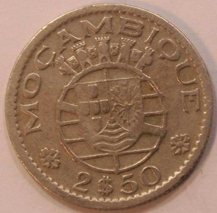 Mozambique 2.50 Escudos 1954 Coin Circulated