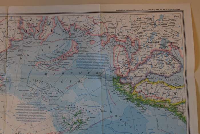 National Geographic Folded Map Arctic Ocean February 1983