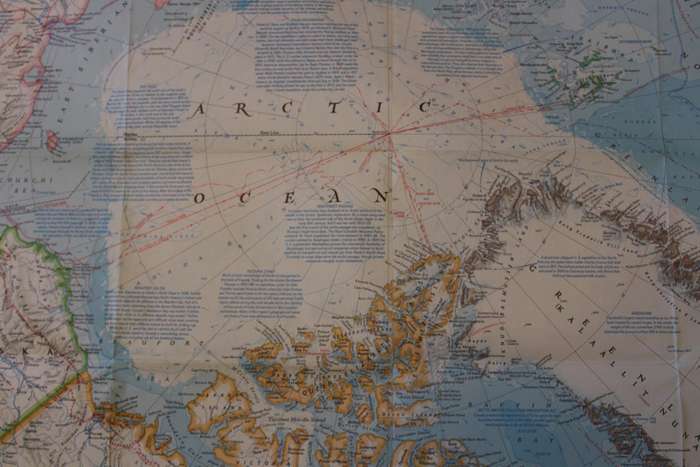 National Geographic Folded Map Arctic Ocean February 1983