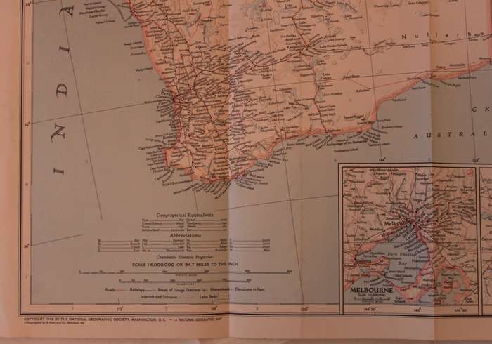 National Geographic Folded Map of Australia March 1948