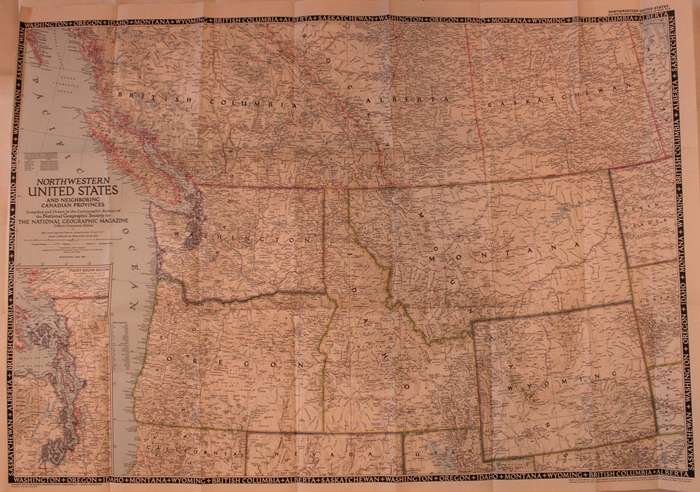 National Geographic Folded Map Of The North West United States June 1950