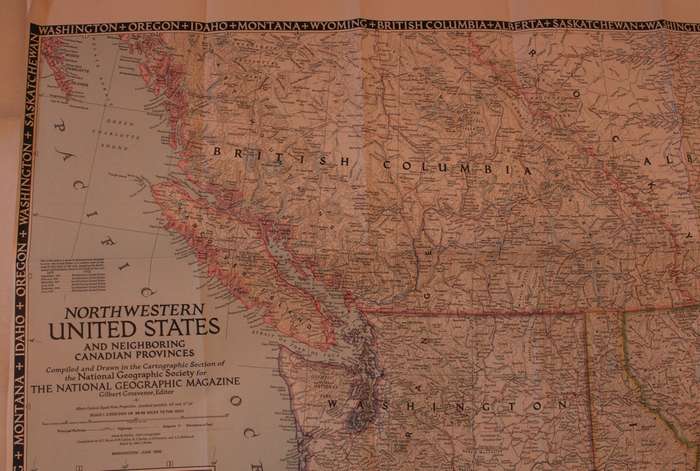 National Geographic Folded Map Of The North West United States June 1950