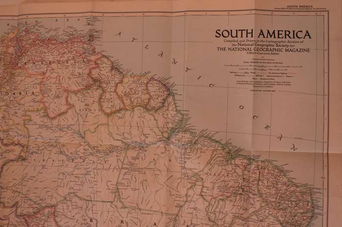 National Geographic Folded Map of South America October 1950
