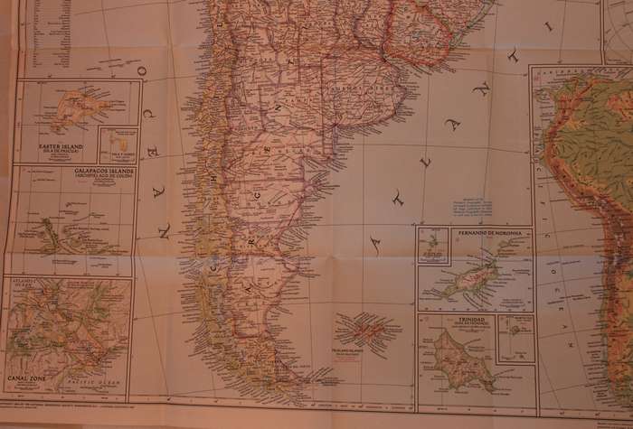 National Geographic Folded Map of South America October 1950