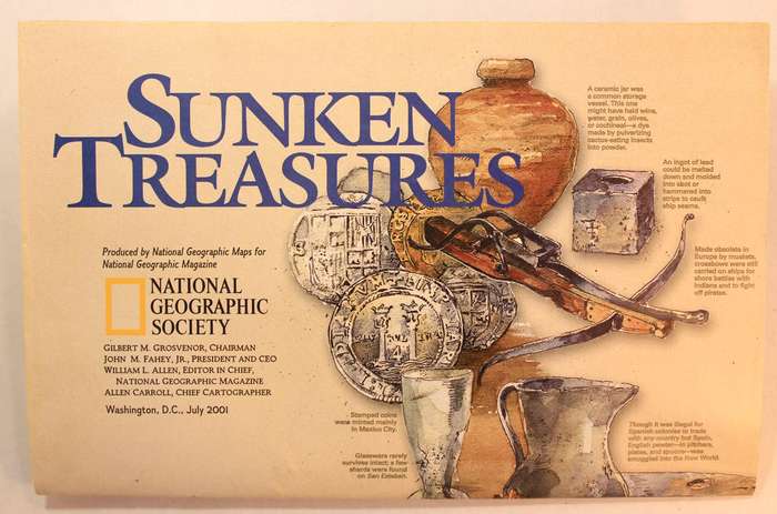 National Geographic Folded Map Sunken Treasures July 2001