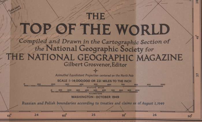 National Geographic Folded Map of The Top Of The World - Arctic Circle October 1949