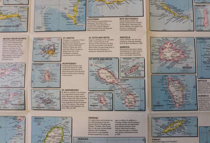 National Geographic Folded Map of the West Indies and Central America February 1981