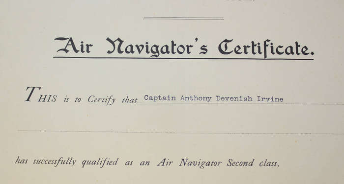 1938 Royal Air Force Navigators Certificate to a SAAF Captain