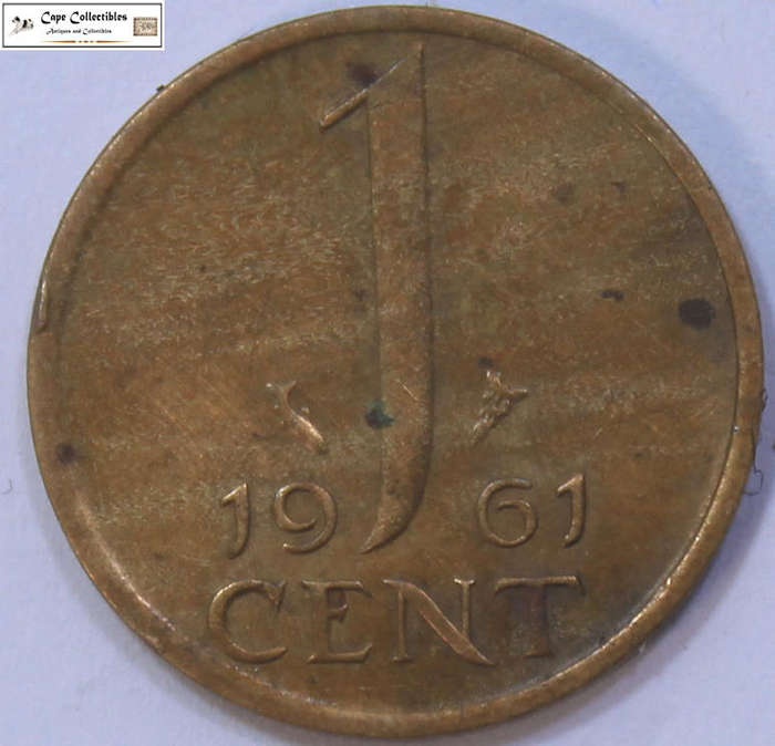 Netherlands 1961 1 Cent Coin Circulated