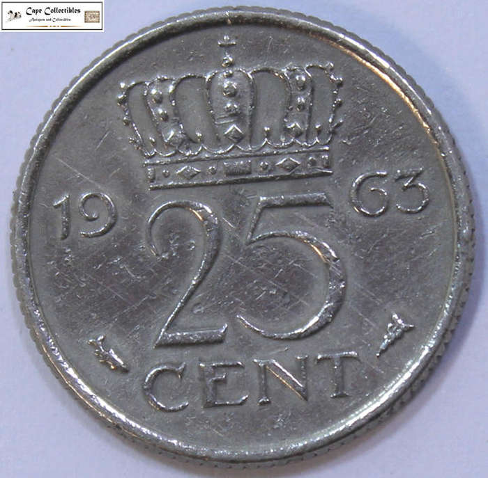Netherlands 1963 25 Cent Coin Circulated
