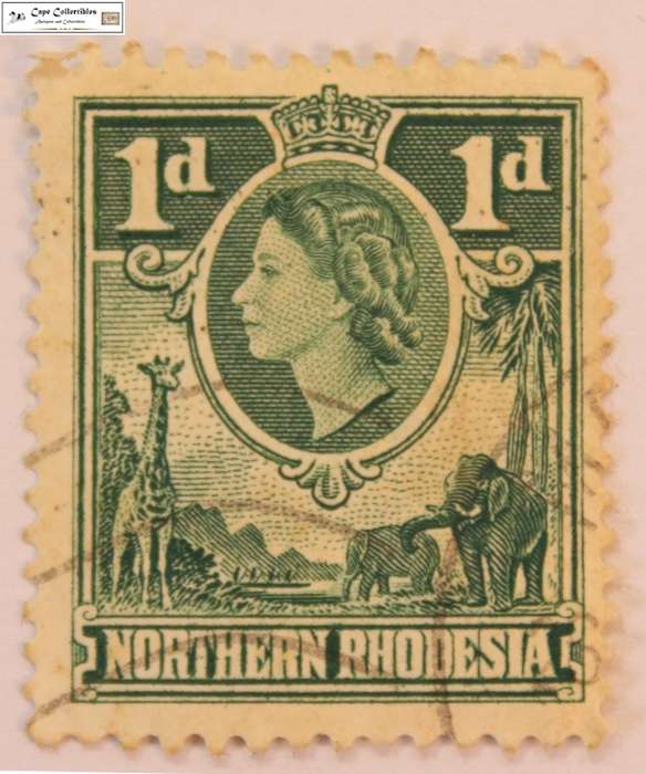 Northern Rhodesia 1 Penny 1953 Elizabeth II Stamp (Scott 62)