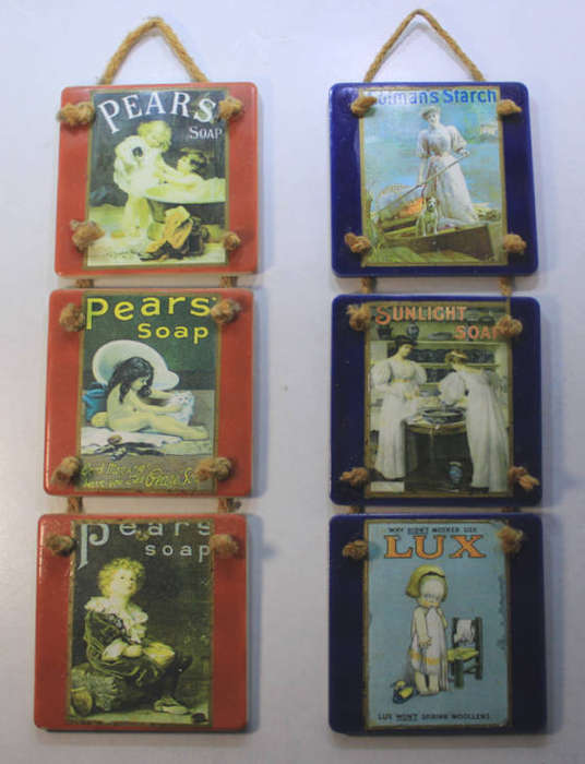 2 Sets Of Small Bathroom Tiles, Pears & Lux Soap Themes With Colmans Starch