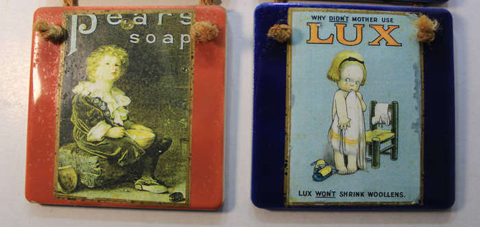 2 Sets Of Small Bathroom Tiles, Pears & Lux Soap Themes With Colmans Starch