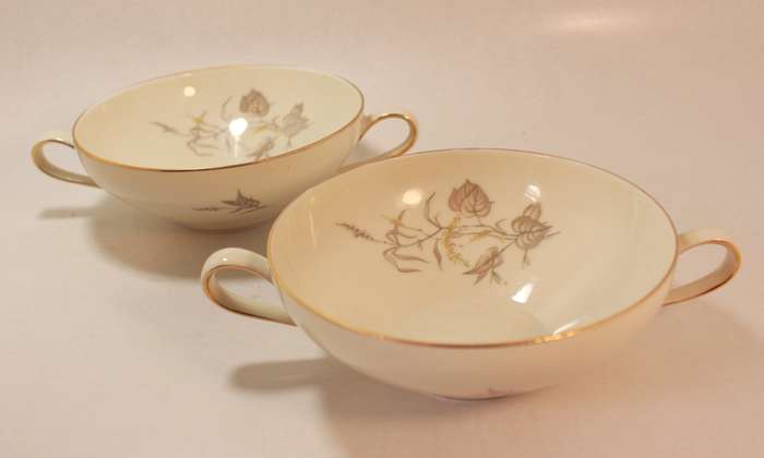 Pair of Rosenthal Krister Double Handled Bone China Soup Bowls