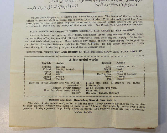 WW2 South African UDF Pilots Safe Conduct Pass Document North Africa Campaign