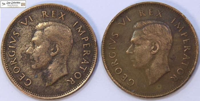 South Africa 1/2 Penny 1940 & 1942 x 2 (Two Coins) Circulated