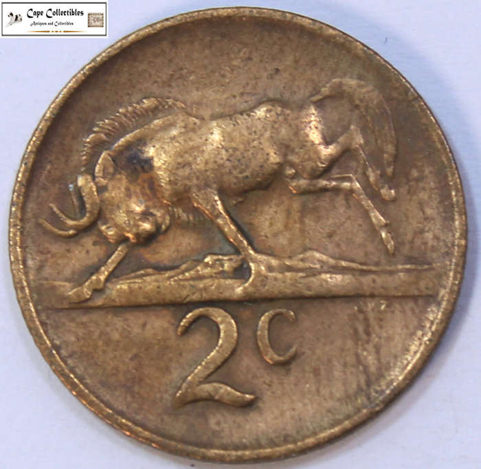 South Africa 2 Cent 1968 Coin Swart Circulated