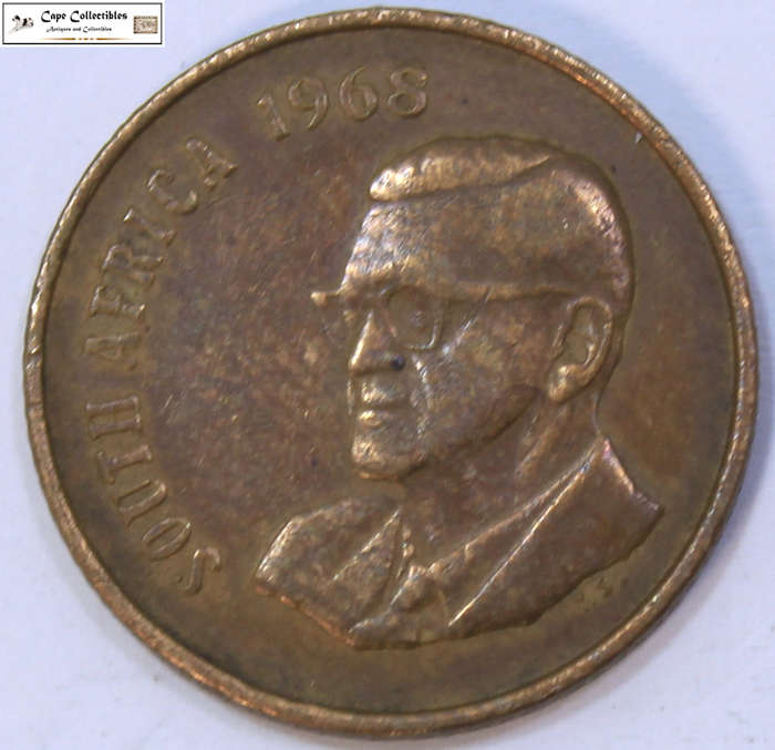 South Africa 2 Cent 1968 Coin Swart Circulated