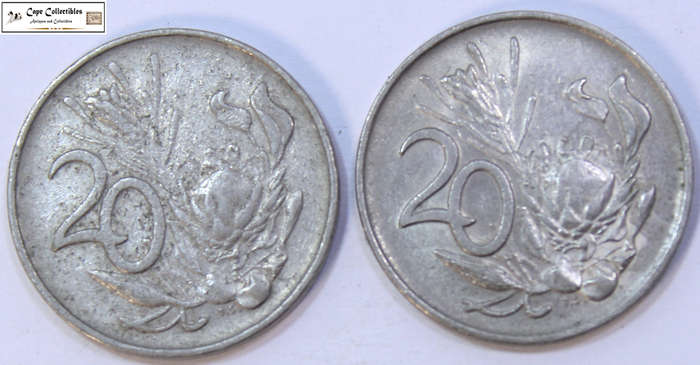 South Africa 20 Cent 2 x 1976 Coins (Two Coins) Fouche Circulated