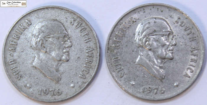 South Africa 20 Cent 2 x 1976 Coins (Two Coins) Fouche Circulated