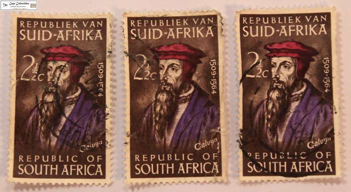 South Africa 3 x 2 1/2 Cent 1964 John Calvin Stamps (Scott 303)