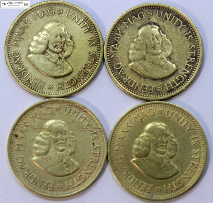 South Africa 1/2 Cent 1962 x 4 (Four Coins) Circulated
