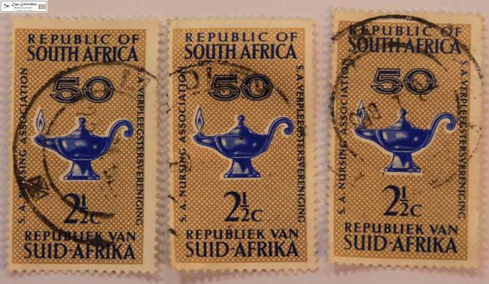 South Africa 3 x 2 1/2 Cents 50 Years SA Nursing Association Anniversary Stamps (Scott 304)