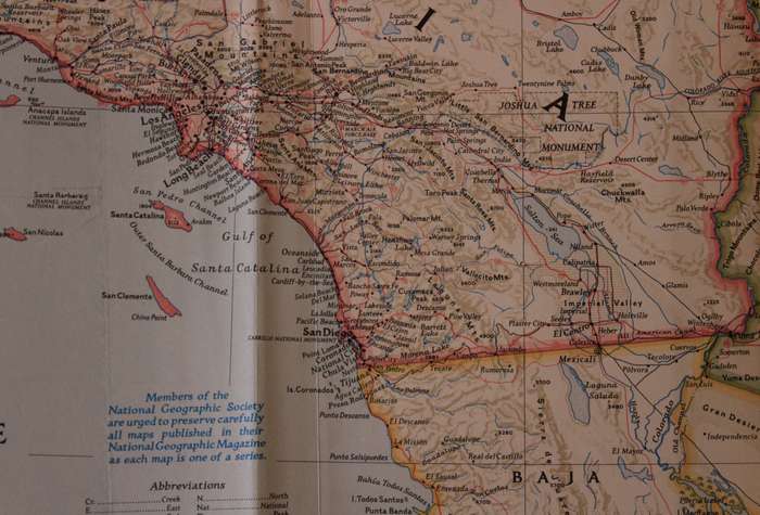 National Geographic Folded Map of The South Western United States December 1948