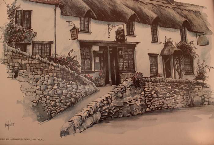 The Rising Sun, Lynton Mouth, Devon (14th Century) Reproduction Print by Ted Hoefsloot Framed