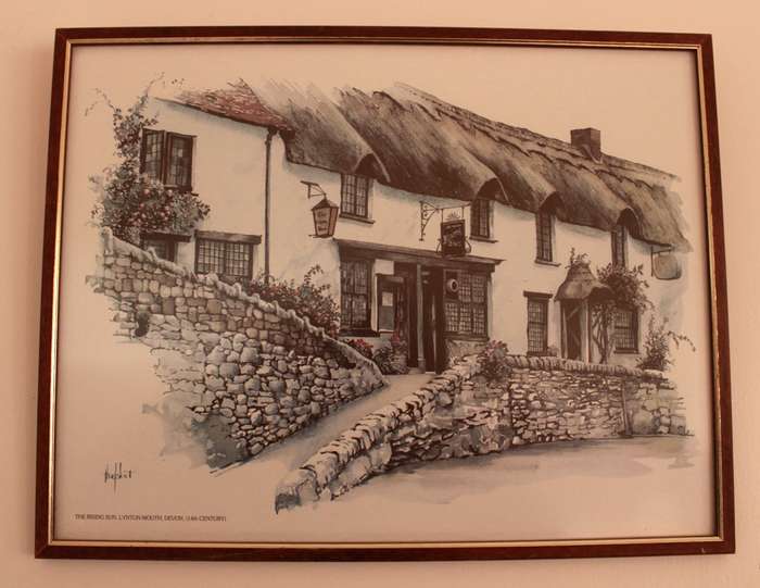 The Rising Sun, Lynton Mouth, Devon (14th Century) Reproduction Print by Ted Hoefsloot Framed