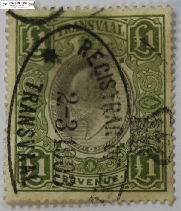 Transvaal 1 Pound 1902/1903 Revenue Stamp
