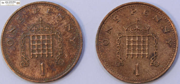 United Kingdom 1 New Pence 1984 & 1987 Coins (Two Coins) Circulated
