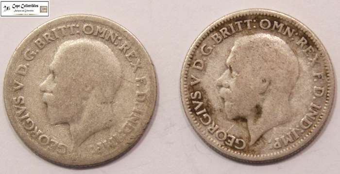 United Kingdom 6 Pence 1930 & 1933 Coins (Two Coins) Circulated