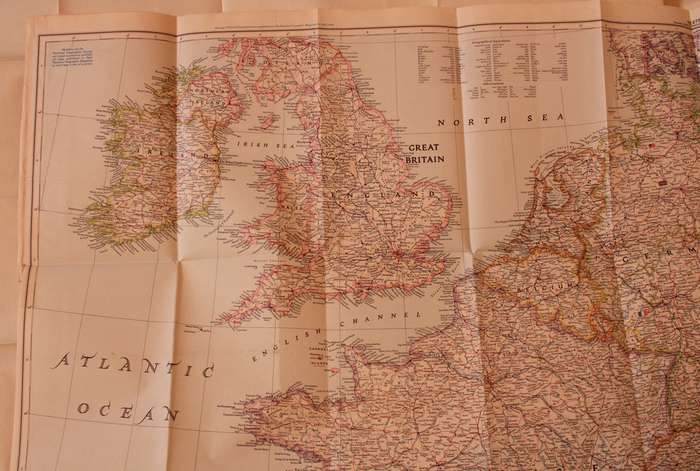 National Geographic Folded Map of Western Europe December 1950.