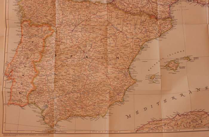 National Geographic Folded Map of Western Europe December 1950.