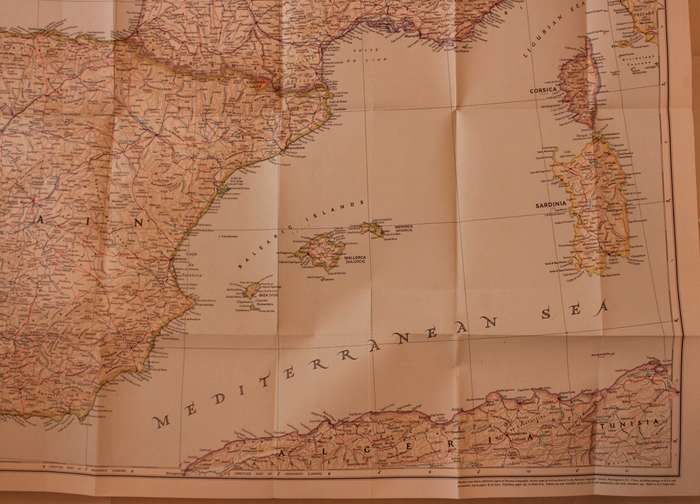 National Geographic Folded Map of Western Europe December 1950.