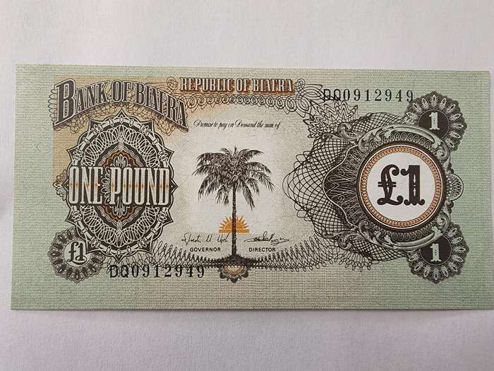 RARE 1968 Biafran One Pound Banknote  Uncirculated