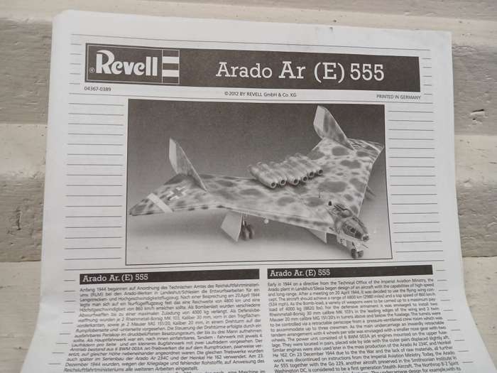 1:72 SCALE - REVELL - MILITARY AEROPLANE - ARADO E555