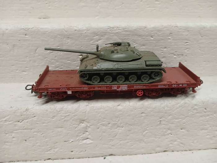 HO SCALE - ELECTROTREN - FLAT CAR WAGON WITH TANK LOAD
