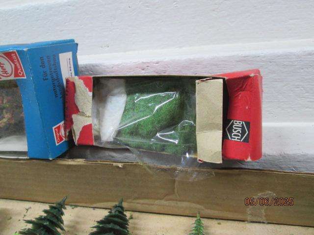 HO SCALE - VARIOUS TREES AND SCENERY MATERIAL (BEER BOX FULL)